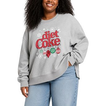 Plus Size Diet Coke Festive Holiday Oversized Fleece Crew Sweatshirt