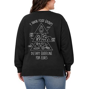 Plus Size Elf 4 Main Food Groups Oversized Fleece Crew Sweatshirt