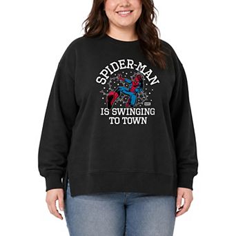 Plus Size Marvel Spider-Man Oversized Fleece Crew Sweatshirt