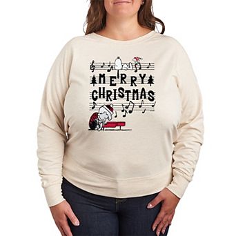 Plus Size Peanuts Merry Christmas French Terry Long Sleeve Tee
