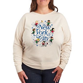 Plus Size Peanuts New York City Ice Skating French Terry Long Sleeve Tee
