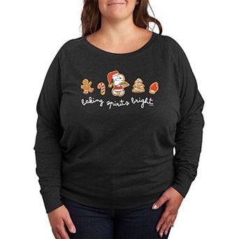 Plus Size Peanuts Snoopy Baking Spirits Bright French Terry Long Sleeve Tee
