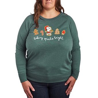 Plus Size Peanuts Snoopy Baking Spirits Bright French Terry Long Sleeve Tee