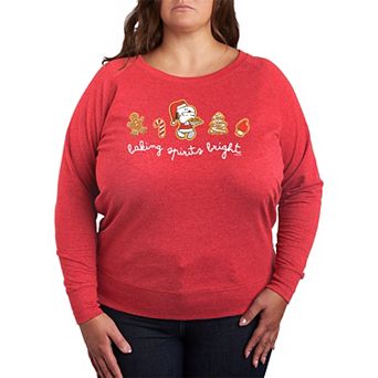 Plus Size Peanuts Snoopy Baking Spirits Bright French Terry Long Sleeve Tee