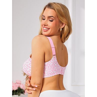 Women's Leopard Print Deep V Bra Wireless Seamless Fixed Padding Soft Comfort Bralette