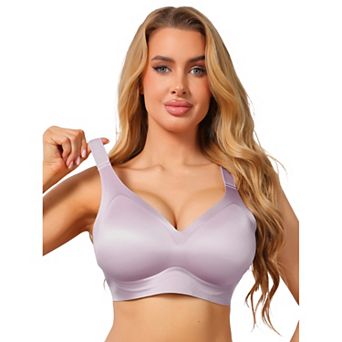 Women's V Neck Seamless Wireless Bra Wide Strap Soft Support Full Coverage Minimizer
