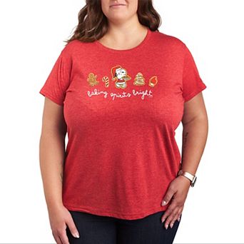 Plus Size Peanuts Snoopy Baking Spirits Bright Graphic Tee