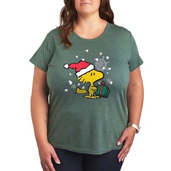 Plus Size Peanuts Woodstock Christmas Present Graphic Tee