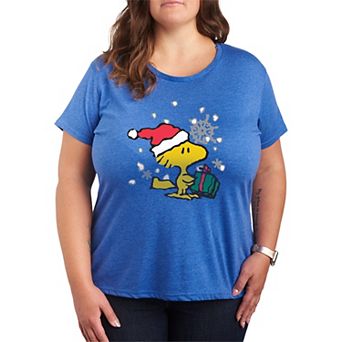 Plus Size Peanuts Woodstock Christmas Present Graphic Tee