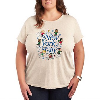 Plus Size Peanuts New York City Ice Skating Christmas Graphic Tee