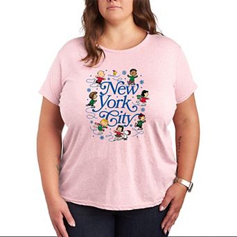 Plus Size Peanuts New York City Ice Skating Christmas Graphic Tee