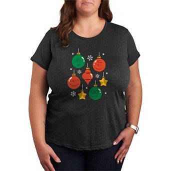 Plus Size Peanuts Christmas Ornaments Graphic Tee