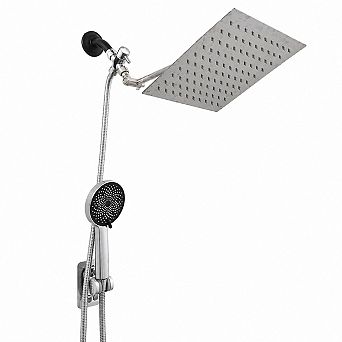 10 Inch Dual Shower Head Set With Adjustable Extension Arm And Long Hose