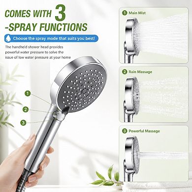 10 Inch Dual Shower Head Set With Adjustable Extension Arm And Long Hose