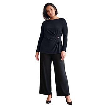 Avenue Women's Plus Size Audrey Draped Buckle Top