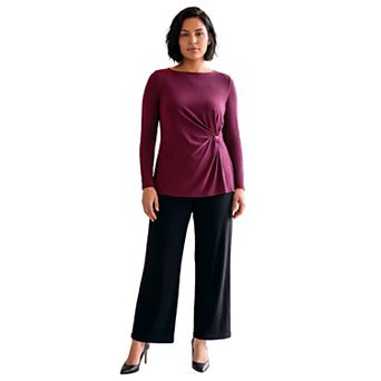 Avenue Women's Plus Size Audrey Draped Buckle Top
