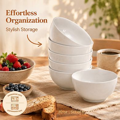 10 Oz Porcelain Bowls Set 6 Pack Microwave Dishwasher Safe Stackable Kitchen Serving Bowls