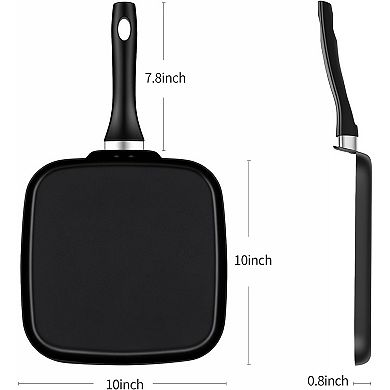 10 Inch Square Griddle Pan, Nonstick Grill Pan for Omelettes, and More, Griddle Cookware