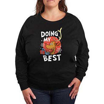 Plus Size Dr. Seuss The Grinch "Doing My Best" French Terry Long Sleeve Tee