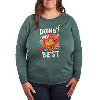 Plus Size Dr. Seuss The Grinch "Doing My Best" French Terry Long Sleeve Tee