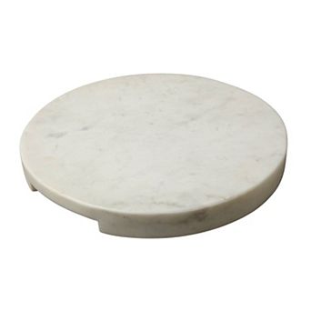 White Marble Thick Round Board with Handle Grooves