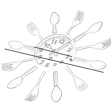 Clockswise Bulk Set of 10PC 14" Oversized Decorative 3D Cutlery Utensil Spoon and Fork Wall Clock