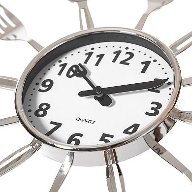 Clockswise Bulk Set of 10PC 14" Oversized Decorative 3D Cutlery Utensil Spoon and Fork Wall Clock