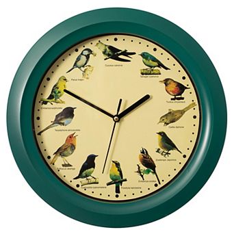 Clockswise 12" Round Decorative Singing Bird Wall Clock Battery-Operated