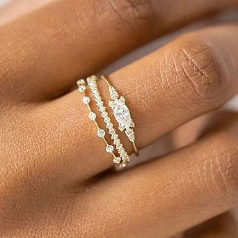 3PcsTrend Dainty Rings For Women Entry Lux Zircon Midi Finger Rings Engagement