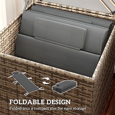 Patio Chaise Lounge Cushion with Headrest Pillow and Secure Tie Down Straps