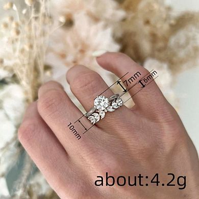 2pcs Couple Rings with Geometric Design of Wheat Ears