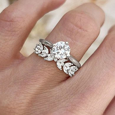 2pcs Couple Rings with Geometric Design of Wheat Ears