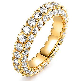 Womens 3 Row Eternity Ring Wedding Band Cubic Zirconia Eternity Band Ring