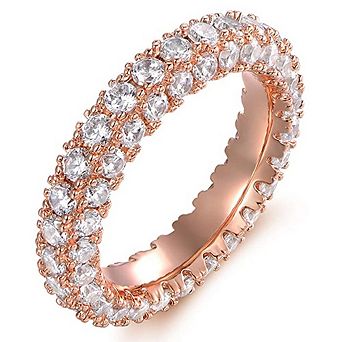 Womens 3 Row Eternity Ring Wedding Band Cubic Zirconia Eternity Band Ring