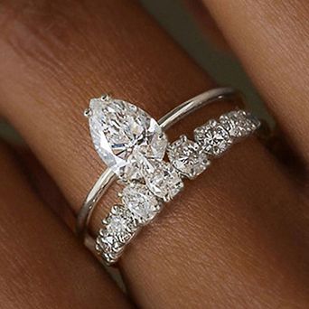2 pc Elegant Double Layered Zirconia Ring