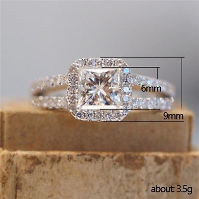 18K White Gold Plated Cubic Zirconia Wedding Engagement Ring