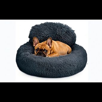 Calming Donut Dog Bed, Plush Faux Fur & Washable Design