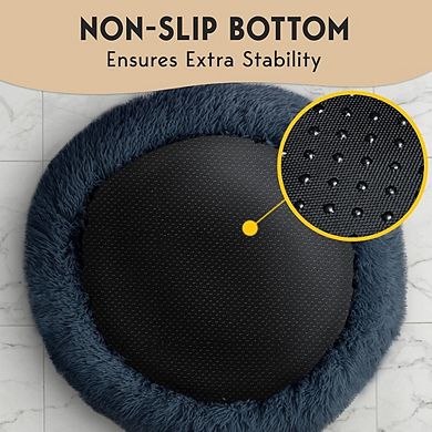Calming Donut Dog Bed, Plush Faux Fur & Washable Design