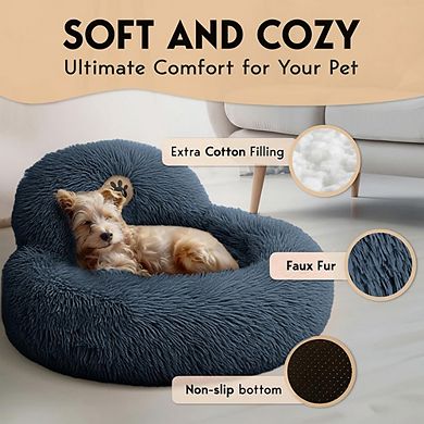Calming Donut Dog Bed, Plush Faux Fur & Washable Design