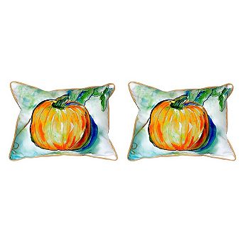Pair Of Betsy Drake Poinsettia Small Outdoor Indoor Pillows 12 Inch X 12 Inch