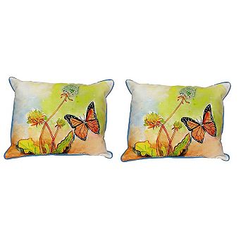 Pair Of Betsy Drake Betsy’s Butterfly Large Indoor Outdoor Pillows