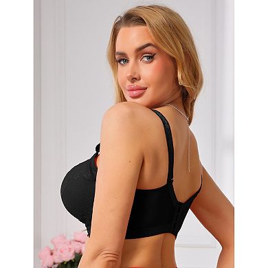Women's Lace Underwire Bra Full Coverage Lightly Padded Push Up Supportive Lingerie