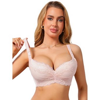 Women's Lace Underwire Bra Full Coverage Lightly Padded Push Up Supportive Lingerie