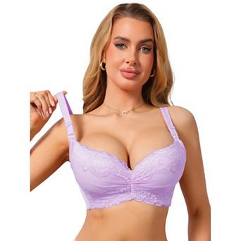 Women's Lace Underwire Bra Full Coverage Lightly Padded Push Up Supportive Lingerie