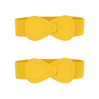 2 pc Interlock 8-shaped Buckle Elastic Faux Leather Stretch Waist Belt for Lady
