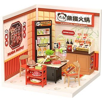 Rolife Super Creator Series, DIY Mini Panda Hot Pot Dollhouse House Kit