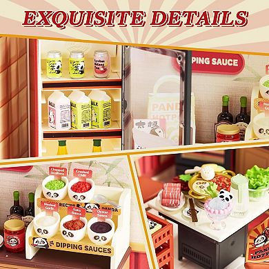 Rolife Super Creator Series, DIY Mini Panda Hot Pot Dollhouse House Kit