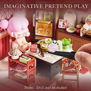 Rolife Super Creator Series, DIY Mini Panda Hot Pot Dollhouse House Kit