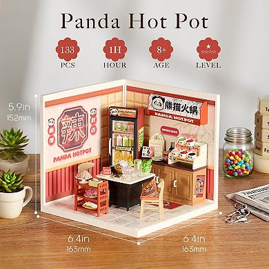 Rolife Super Creator Series, DIY Mini Panda Hot Pot Dollhouse House Kit