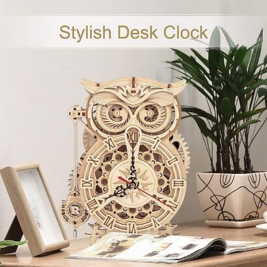 ROKR 3D Wooden Puzzles for Adults Owl Clock - Mechanical Model Building Kit - 161pcs